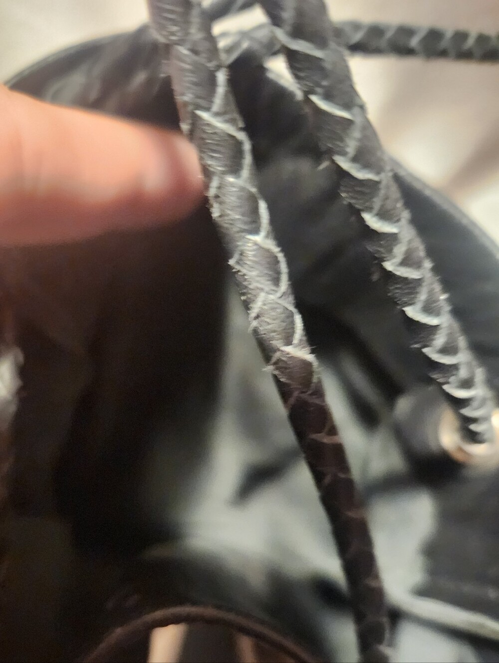 Fringed Crossbody Bucket Bag in Black - Picture 3 of 5